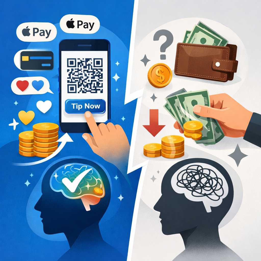 Psihologia bacșișului digital: de ce oamenii lasă mai mult bacșiș prin QR, card sau Apple Pay decât cash