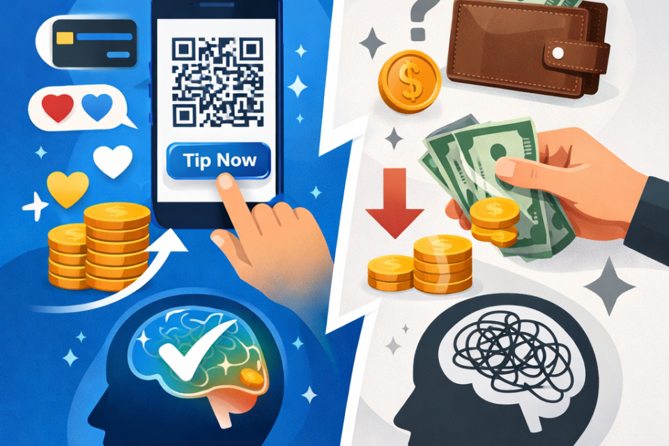 Psihologia bacșișului digital: de ce oamenii lasă mai mult bacșiș prin QR, card sau Apple Pay decât cash