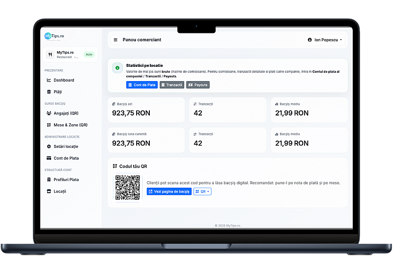 Previzualizare dashboard MyTips